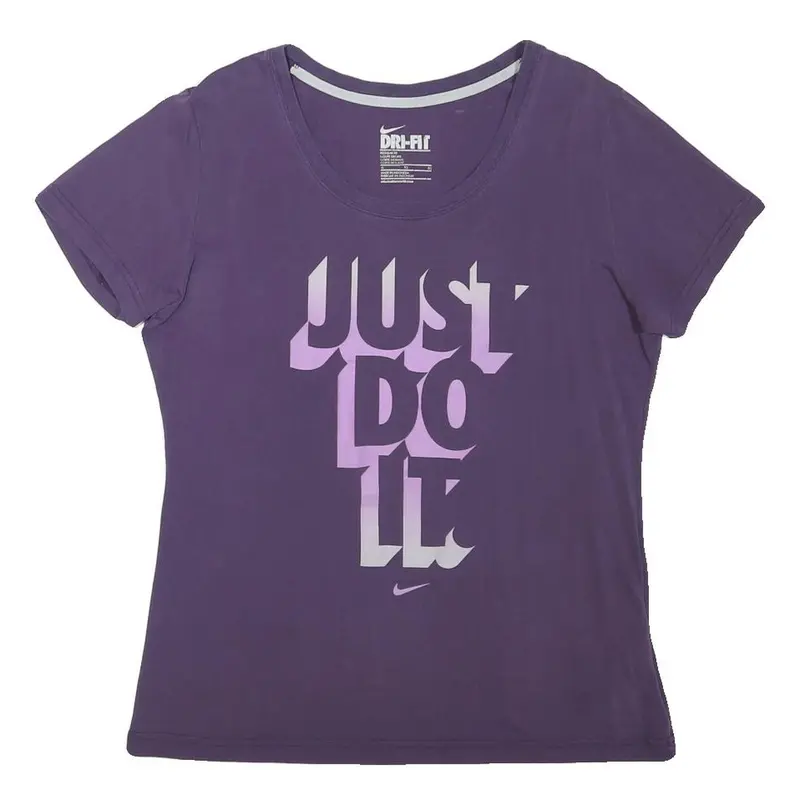 Nike Womens Purple Graphic T-Shirt Xl Short Sleeve Crew Neck Just Do It 1