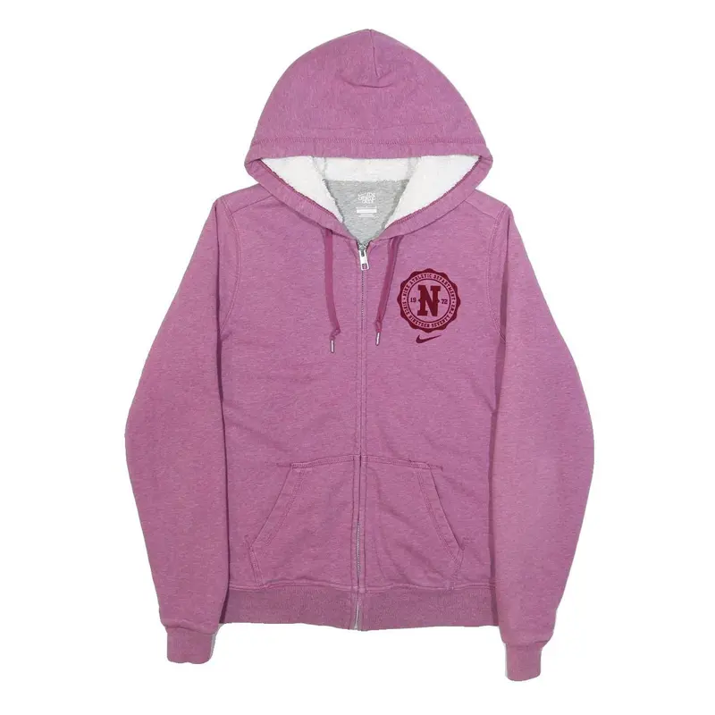 Nike Womens Purple Pullover Hoodie L Cotton Blend Zip Up Casual Sweatshirt 1
