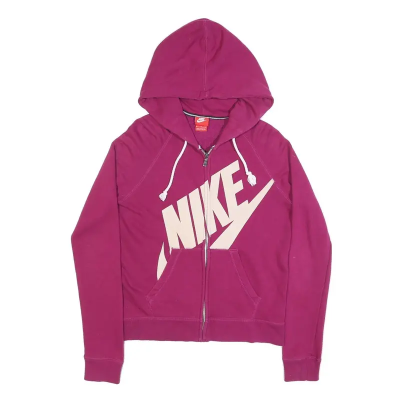 Nike Womens Purple Pullover Hoodie M Cotton Blend Zip Up Casual 1