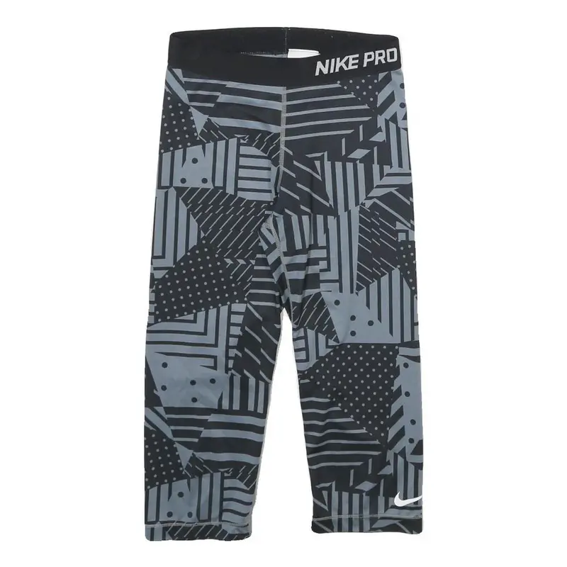 Nike Womens Shorts Black & Grey Geometric Print S W24 Nike Pro Gym Fitness 1