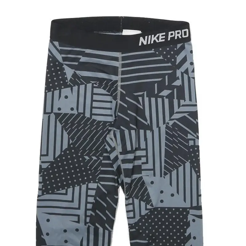 Nike Womens Shorts Black & Grey Geometric Print S W24 Nike Pro Gym Fitness 2