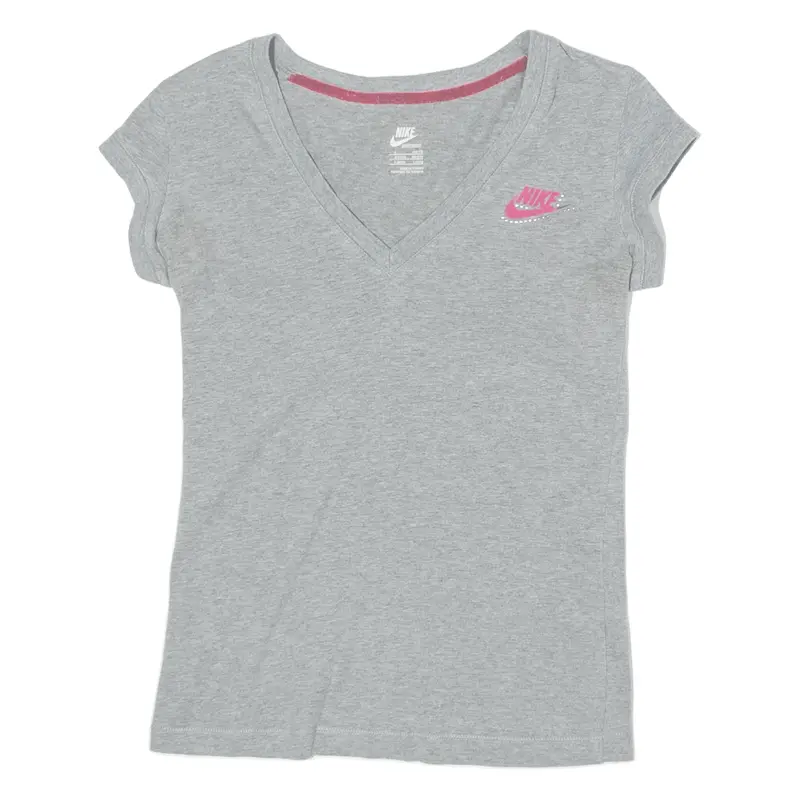 Nike Womens T-Shirt Grey V-Neck Uk 8 1