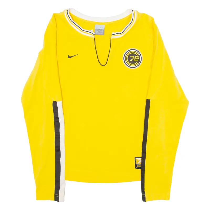 Nike Womens T-Shirt Yellow Long Sleeve V-Neck Uk 16 1