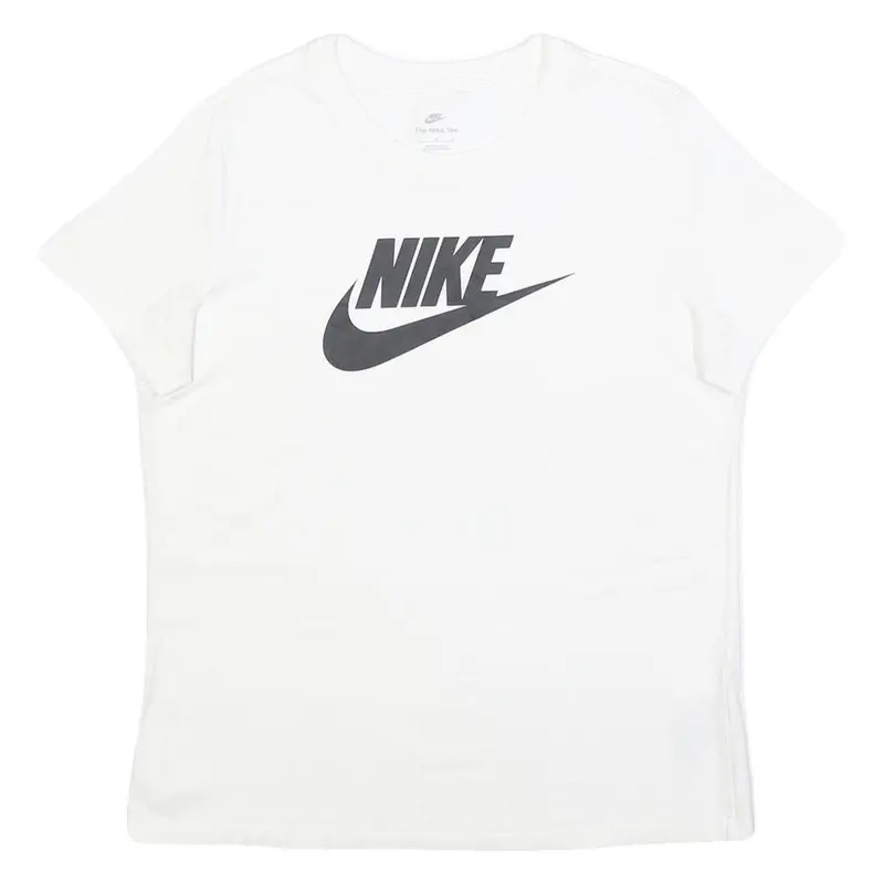Nike Womens White Black Logo Modern T-Shirt L Short Sleeve Crew Neck Casual 1