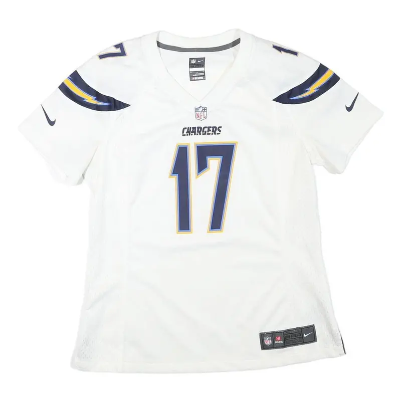 Nike Womens White Chargers 17 Sports Football T-Shirt M Short Sleeve V-Neck 1