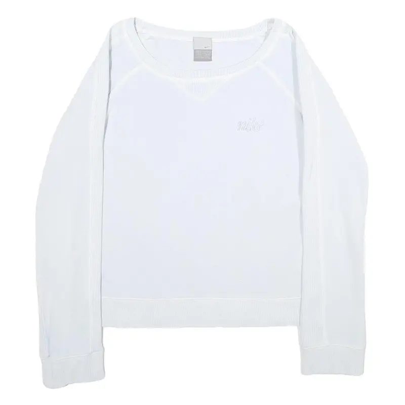Nike Womens White Crew Neck M Cotton Blend Sweatshirt Casual Lightweight 1