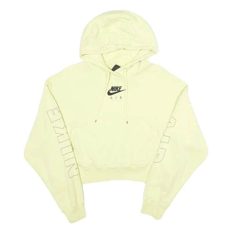 Nike Womens Yellow Cropped Hoodie M Nike Air Print Sweatshirt 1