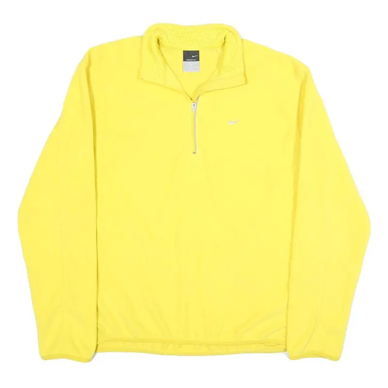 Nike Womens Yellow Plain Pullover Jumper Crew Neck Basic Knit Size L Sportswear 1