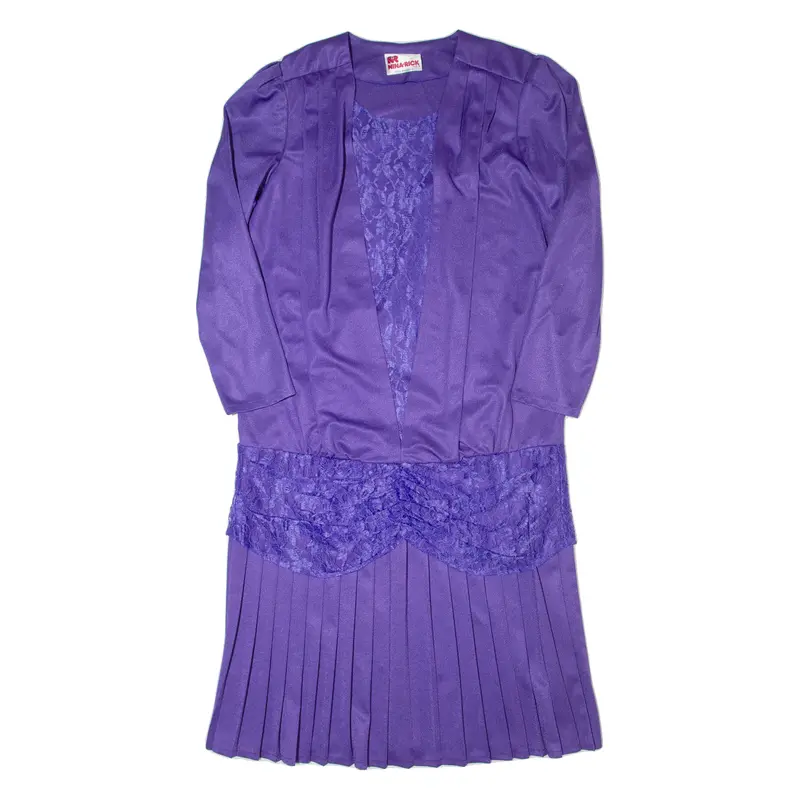 Nina Rick Womens Fit & Flare Dress Purple Long Sleeve Midi Uk 14 1