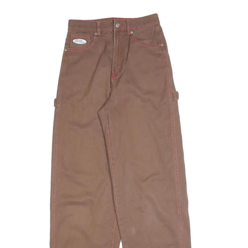 No Fear X H&M Womens Relaxed Brown Denim Jeans W26 L32 Casual Stylish Zip 2