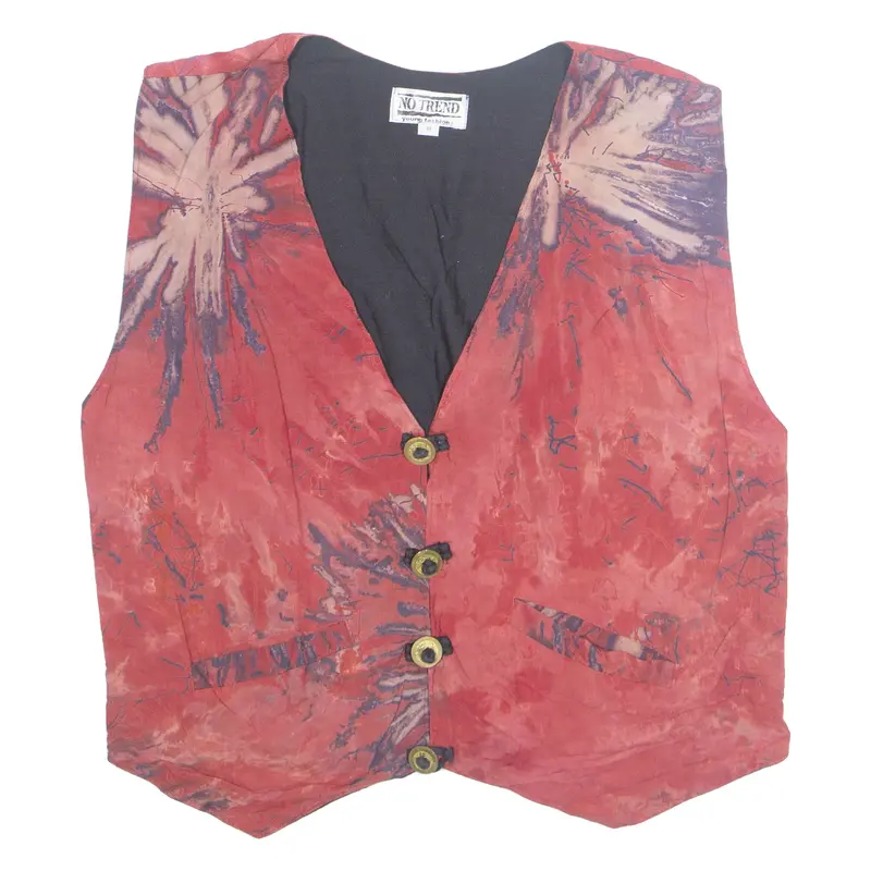 No Trend Mens Waistcoat Red Crazy Pattern M 1