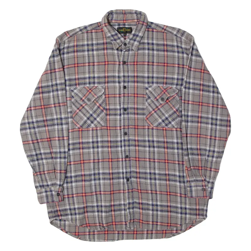 Noblessimo Mens Shirt Grey Check Long Sleeve M 1