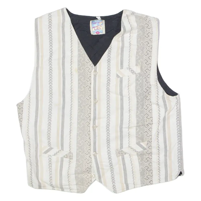 Norswiss Jeans System Mens Waistcoat White 80S Striped M 1