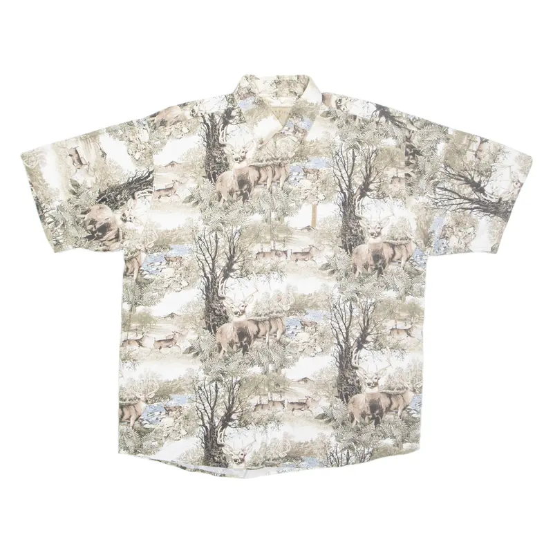 North River Deer Mens Shirt Brown Crazy Pattern L 1