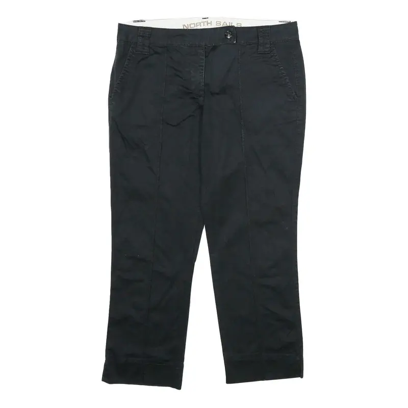 North Sails Womens Cotton Blend Black Regular Fit Straight Leg Trousers W32 L24 1