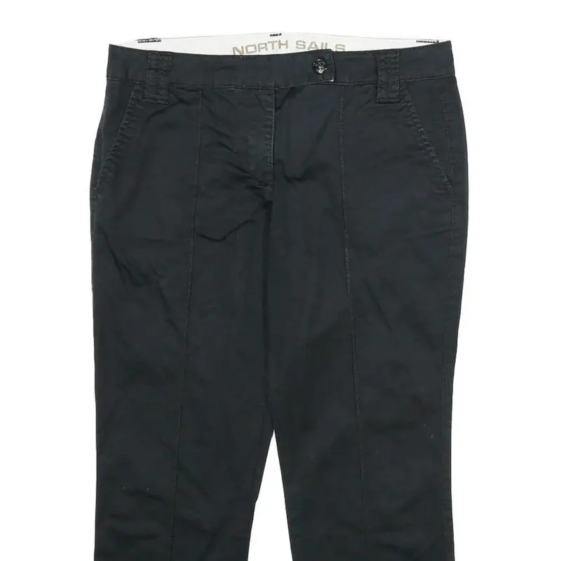 North Sails Womens Cotton Blend Black Regular Fit Straight Leg Trousers W32 L24 2
