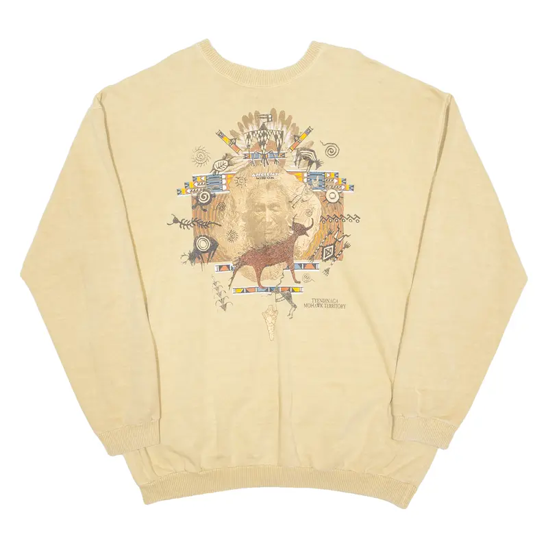 Northbound Native American Mens Sweatshirt Beige Crew Neck Usa Xl 1
