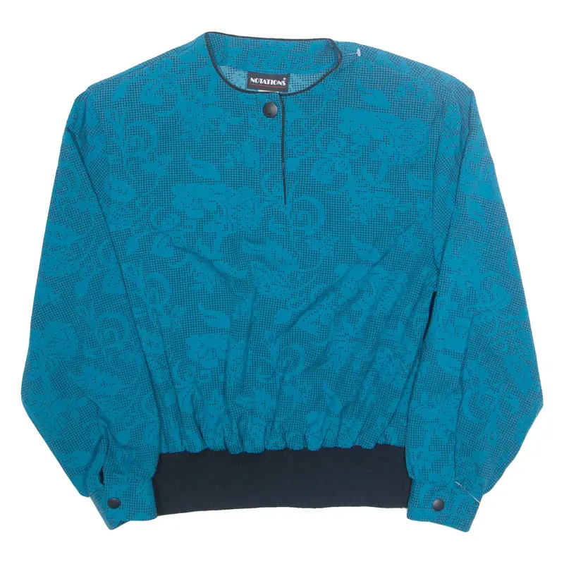 Notations Womens Printed Blouse Blue Long Sleeve Floral M 1