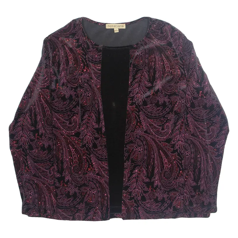 Notations Womens Printed Blouse Purple Long Sleeve Paisley Xl 1