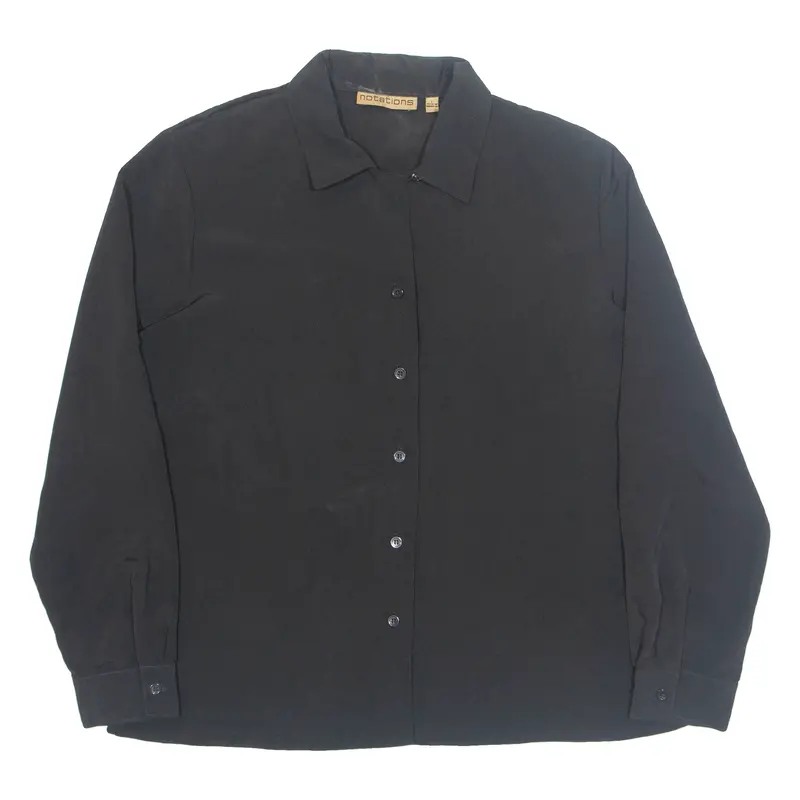 Notations Womens Shirt Black Collared Long Sleeve L 1