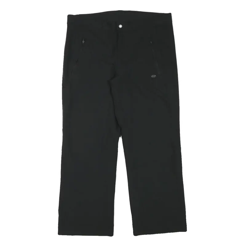 Nrg Mens Black Regular Straight Trousers W36 L28 Zip Closure Polyester Blend 1