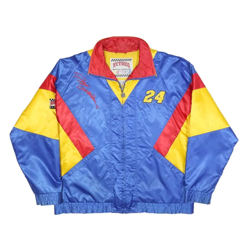 Nutmeg Mens Blue & Yellow Retro Nascar Gordon 24 Nylon Jacket Xl Zip Sportswear 1