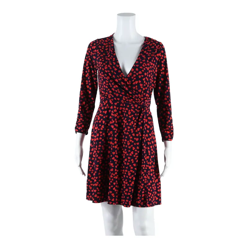 Oasis Love Heart Womens Wrap Dress Blue Long Sleeve Midi S 1
