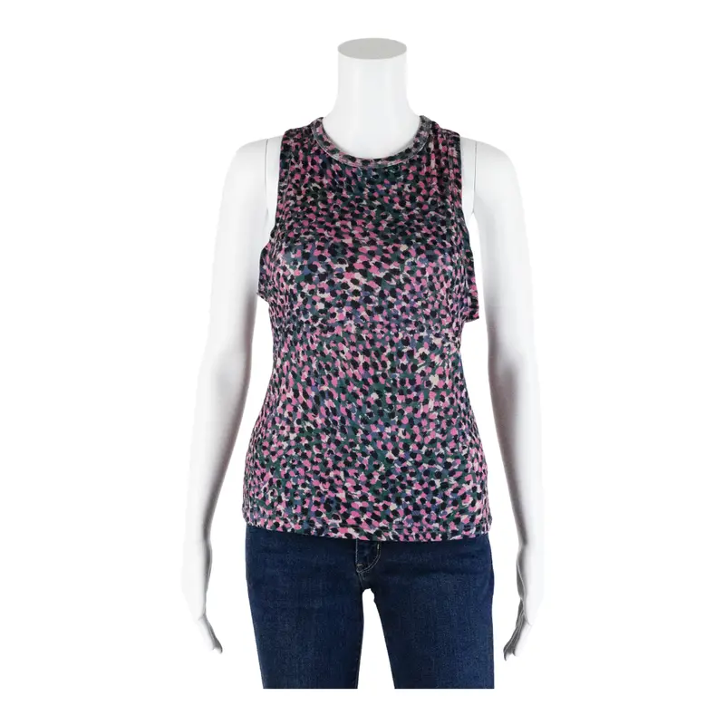 Oasis Womens Printed Vest Blue Strapless Crazy Pattern M 1