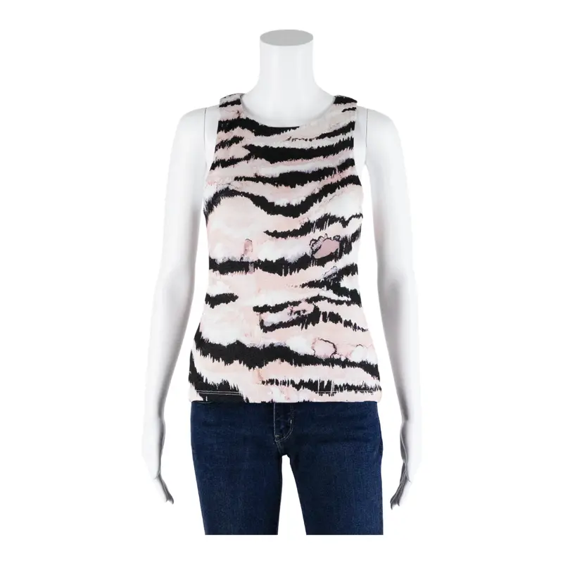 Oasis Womens Printed Vest Pink Sleeveless Animal Print M 1