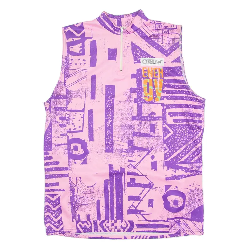 O'brian Cycling Mens Jersey Pink Sleeveless 1/4 Zip L 1