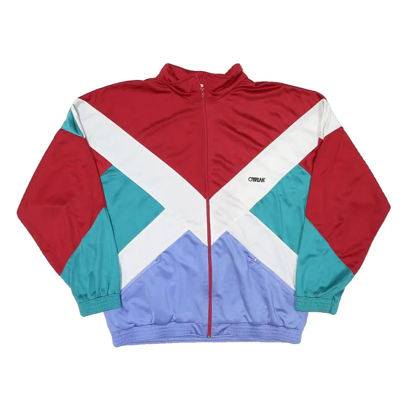 O'brian Mens Red White & Teal & Purple Jacket Xl Polyester Blend Colourblock 1