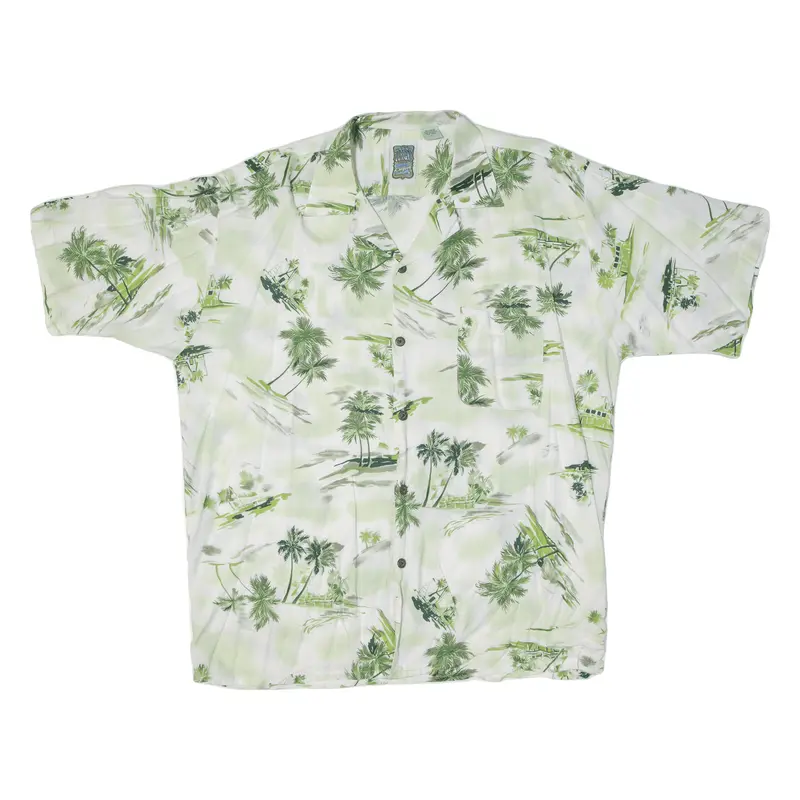 Ocean Current Mens Hawaiian Shirt Green Crazy Pattern L 1