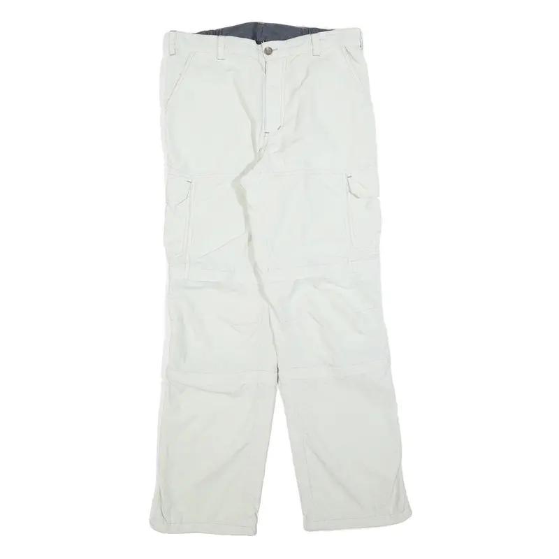 Ock Mens Polyester Blend White Regular Straight Leg Trousers W32 L32 Zip Closure 1