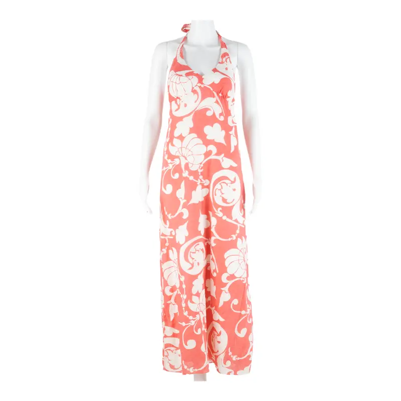 Old Navy Womens Day Dress Pink Linen Floral Sleeveless Midi M 1