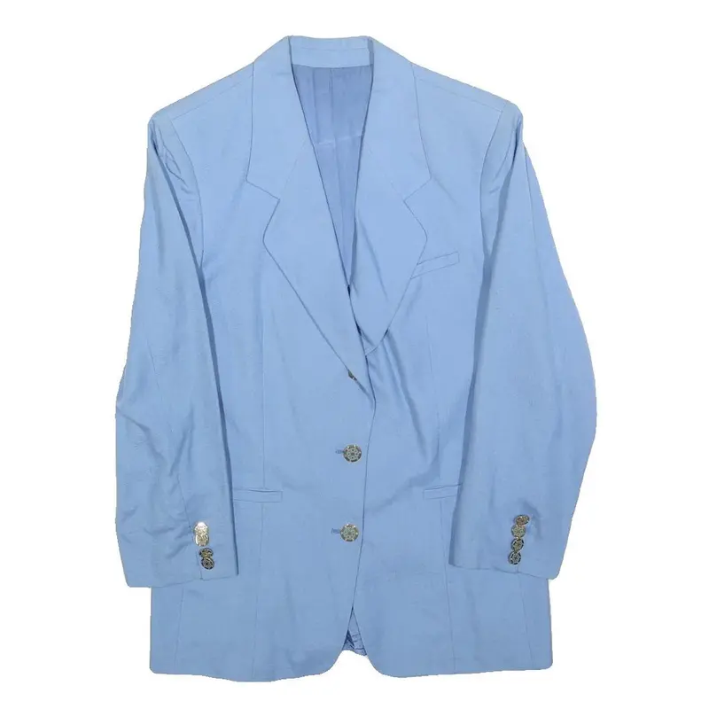 Oliver Grant Womens Blue Linen Blend Classic Jacket S Plain Button Organic 1