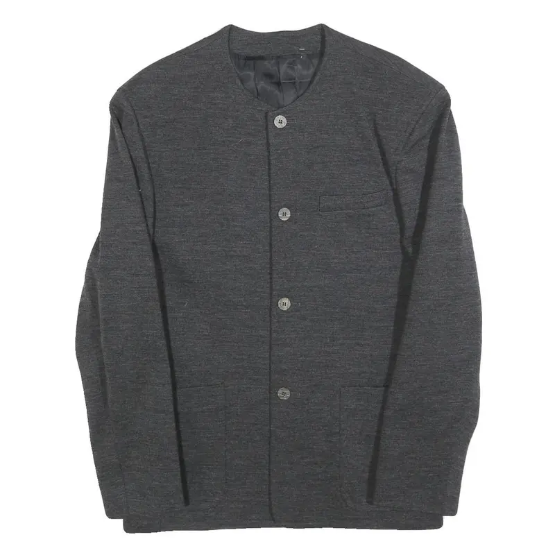 Oliver Streli Mens Grey Wool Button Jacket M Plain Stylish Modern Outerwear 1