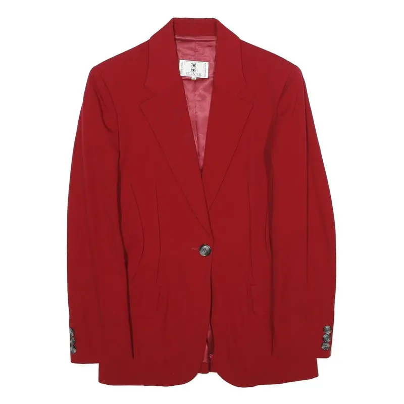 Oliver Womens Red Wool Button Jacket Uk 8 Classic Tailored Blazer Style 1