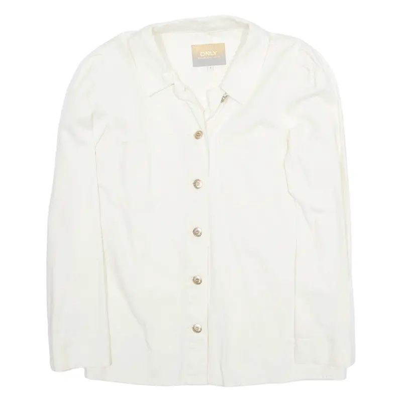 Only Womens Shirt Beige Collared Long Sleeve S 1