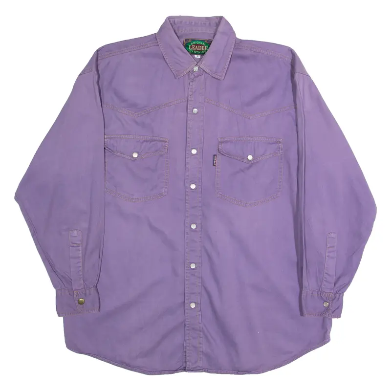 Original Leader Mens Plain Shirt Purple Long Sleeve S 1