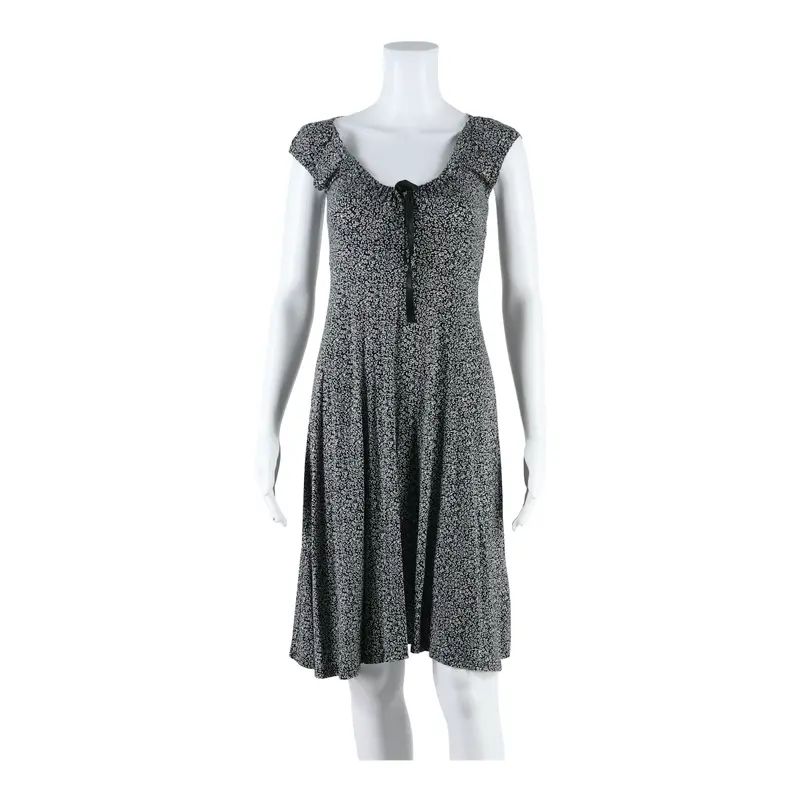 Orsay Womens A-Line Dress Black Floral Sleeveless Knee Length S 1
