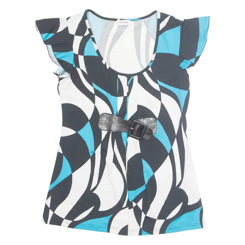 Orsay Womens Printed Blouse Blue Geometric M 1