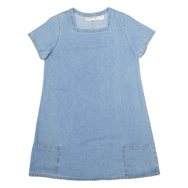 Orvis Oversized Womens Day Dress Blue 90S Short Sleeve Knee Length S 1
