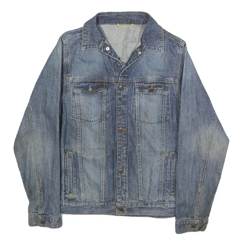 Osh Kosh Boys Blue Denim Cotton Jacket L Button Plain Classic Fit 1