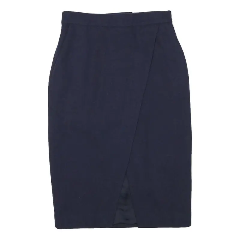 & Other Stories Womens Navy Blue Pencil Knee Length Wool Blend Skirt S Tailored 1