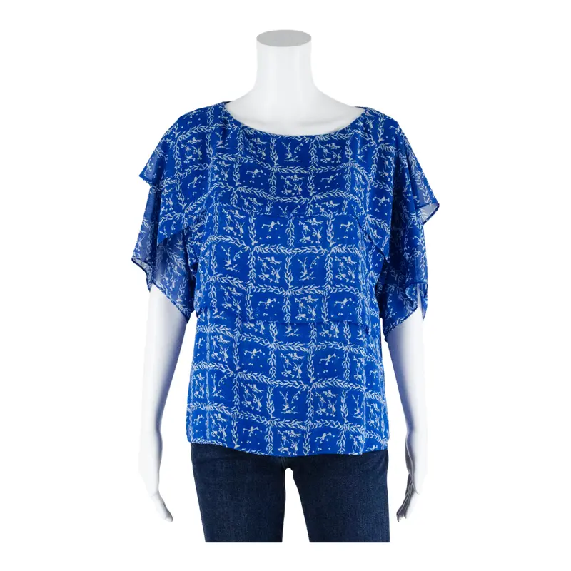 & Other Stories Womens Printed Blouse Blue Floral S 1