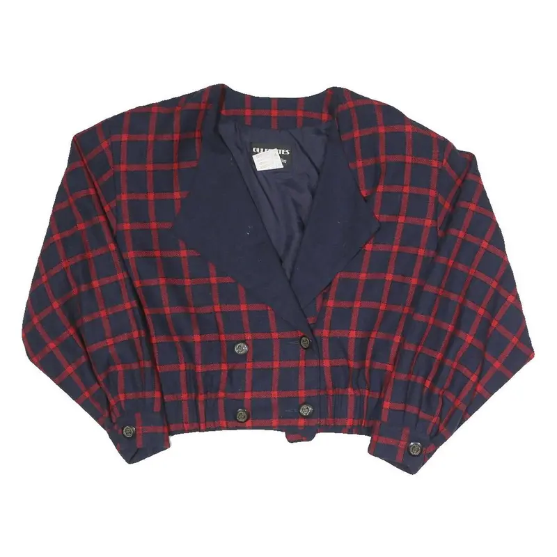 Oui Petites By Tan Jay Womens Navy & Red Button Jacket Uk 10 Polyester Blend 1