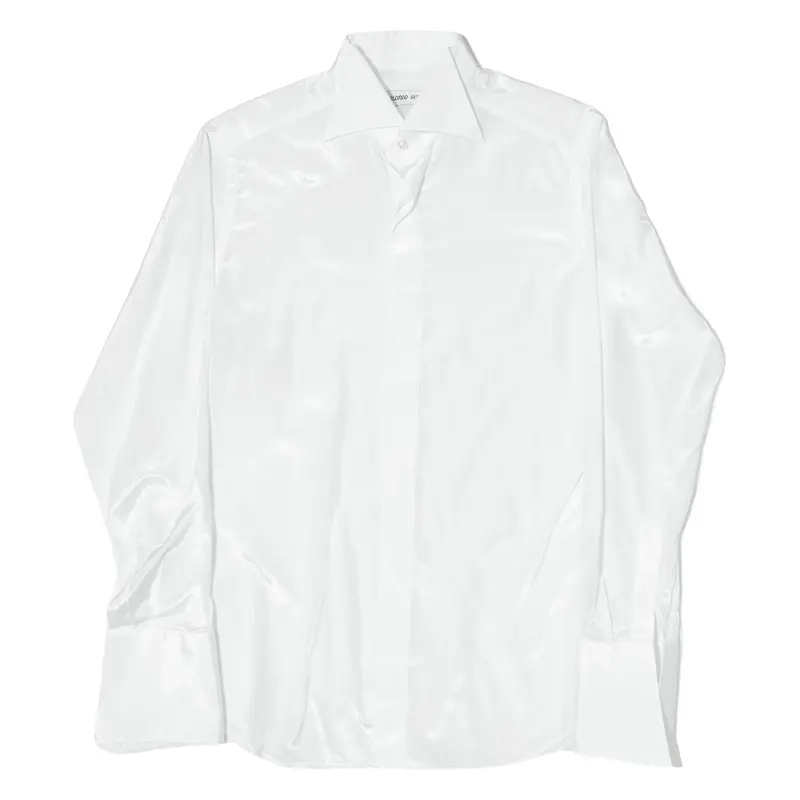 Oumo Sera Mens Plain Shirt White Long Sleeve S 1