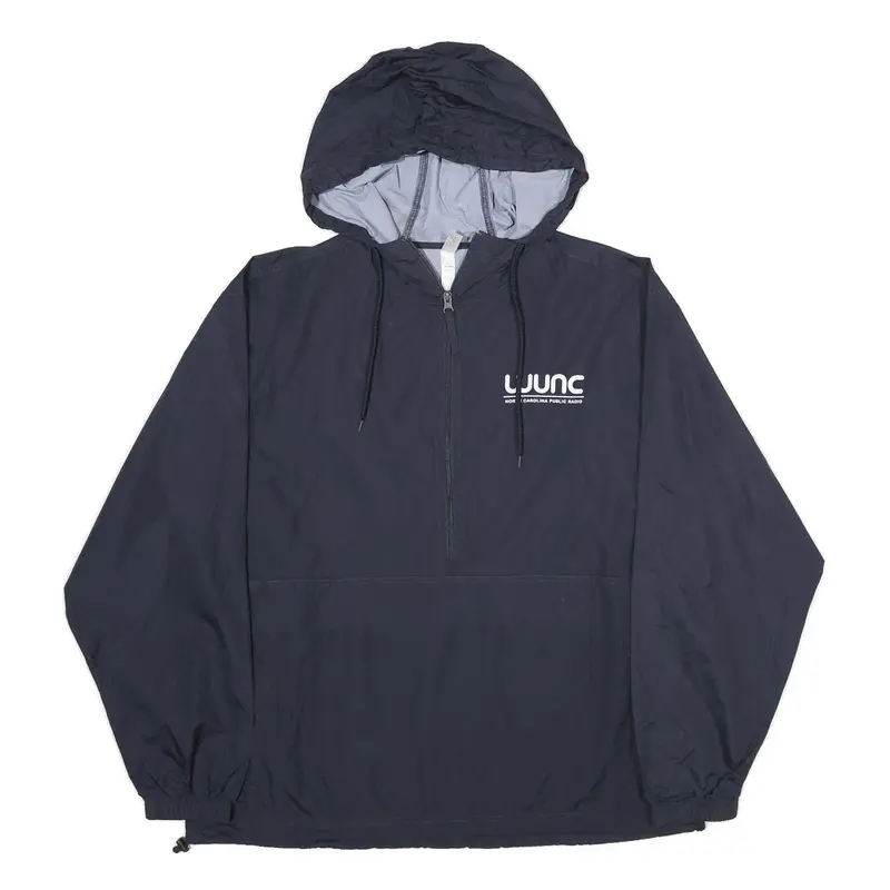 Ouray Sportswear Mens Navy Blue Hooded Jacket L Polyester Plain Lightweight 1