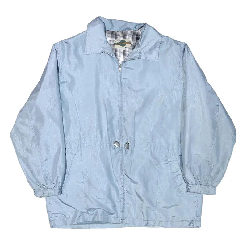 Out Brook Mens Blue Casual Jacket L Polyester Blend Plain Zip Comfortable Long 1