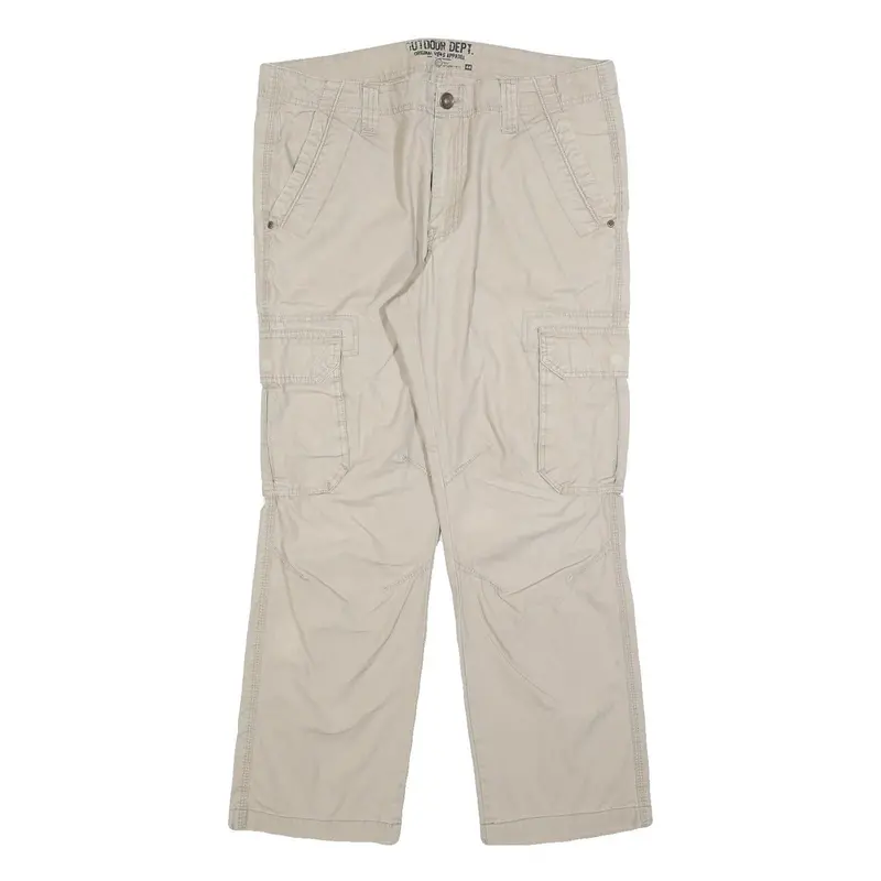 Outdoor Dept Womens Cotton Blend Beige Regular Fit Cargo Trousers W36 L28 1
